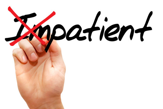 Turning the word Impatient into Patient, business concept
