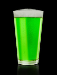 Glass of Green Beer on Black