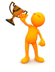 3d Guy: Man Holding Bronze Trophy