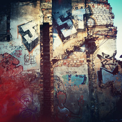 Vintage wall with graffiti
