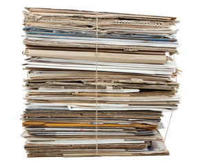 Big stack of papers, isolated on white