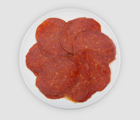 sliced sausage on a plate