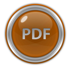 Pdf circular icon on white background