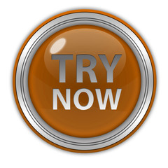 Try now circular icon on white background