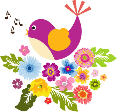 Bird and Flowers