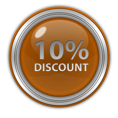 Discount ten percent circular icon on white background