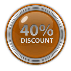 Discount forty percent circular icon on white background