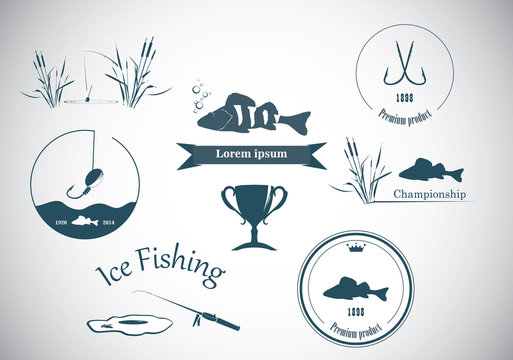 Fishing labels  and design elements