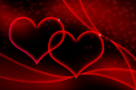 Glowing Red Hearts