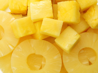 Canned slices pineapple, macro view