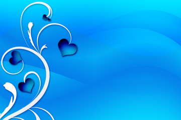 Swirling Tree of Hearts Isolated on a Blue Background