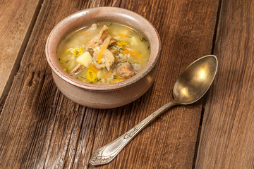 Soup with buckwheat and vegetables.