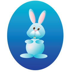 rabbit against the blue eggs-vector illustration