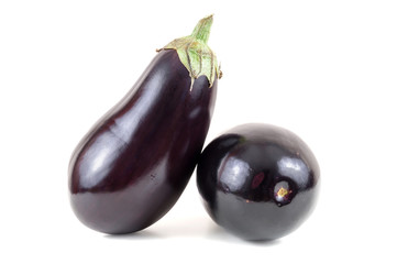 Eggplants on white background