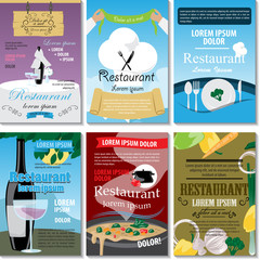 Restaurant Placard Template Set - Vector Illustration