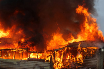 building on fire