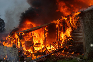 building on fire