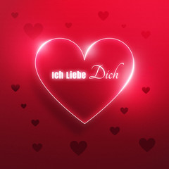 Kartka walentynkowa z napisem 'Ich liebe dich' - obrazy, fototapety, plakaty