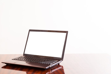 Open laptop with isolated screen