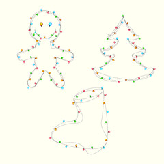 Festive figures made out of christmas lights