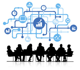 Business Infographic with Meeting Table