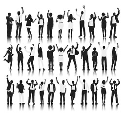 Silhouette Group People Standing Celebration Concept