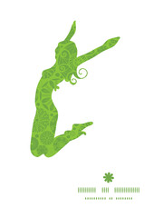 Vector abstract green and white circles jumping girl silhouette