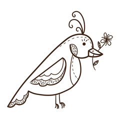 Bird with flower.