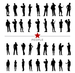 Silhouette Business People with Varioius Acting