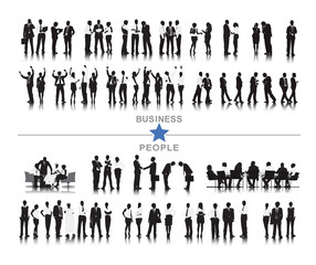Silhouettes of Business People and Business People Texts