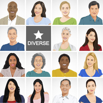 Diverse People on White Background