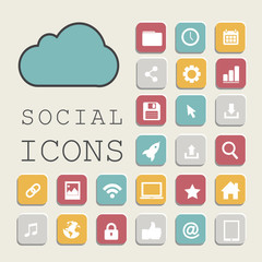 Vector of Flat Design Social Network Icons Technology Concept