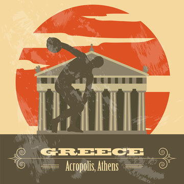 Greece landmarks. Retro styled image