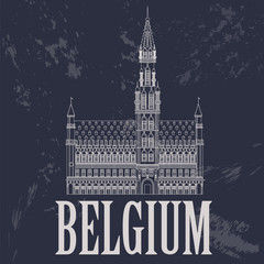 Belgium landmarks. Retro styled image