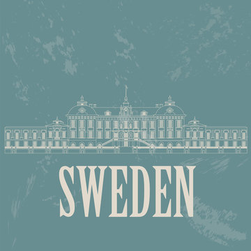 Sweden landmarks. Retro styled image