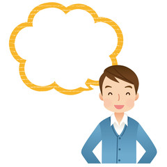 若い男性　コピースペース　吹き出し