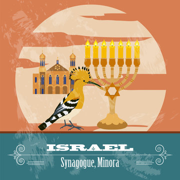 Israel landmarks. Retro styled image