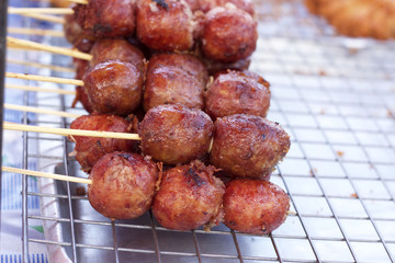 BBQ sausages in the market