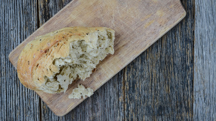 Pepper Bread on Rustic Wood background.