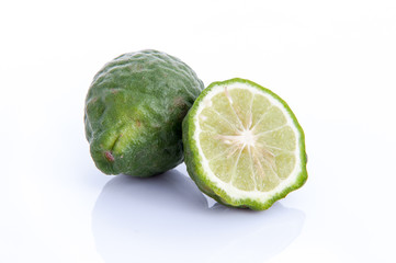 kaffir lime on white background