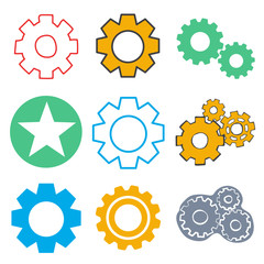 Vector of Flat Design Setting Setup Gear Icon Concept