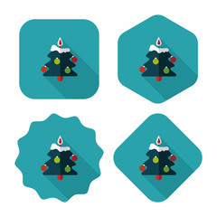 Christmas tree flat icon with long shadow, eps10