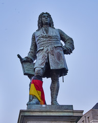Handel's statue, central market place of Halle, Germany