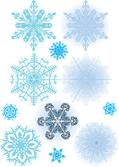 eleven blue snowflakes collection