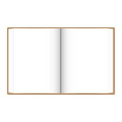 Open book white pages with Brown book cover vector illustration