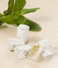Lukum (Turkish Delight) with mint