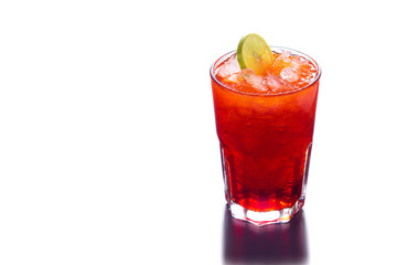 lemon ice tea, local drink in country on white background