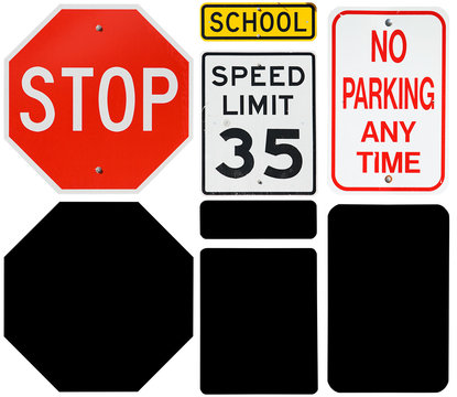 Signs: Stop, Speed Limit and No Parking Signs with Alpha Channel