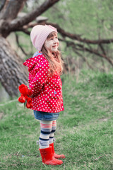 little girl with tulips outdoor
