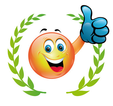 SMILEY POUCE+LAURIERS VERTS
